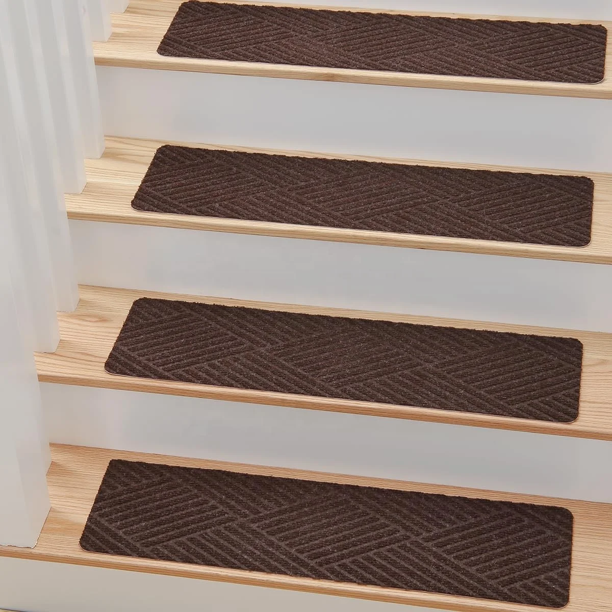 Adhesive striped stair treads carpet non skid anti slip dust resistant staircase rug stair mat