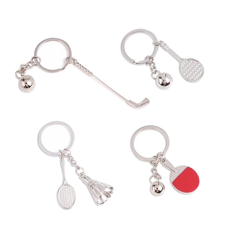 Fashion Promotional Unisex Metal Tool Badminton Sports Funny Keychain Key Chain
