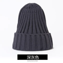 Женская шапка унисекс из смеси хлопка, однотонные теплые мягкие вязаные шапки в стиле хип-хоп, мужские зимние шапки, женские шапочки, облегающие шапки для девочек, оптовая продажа