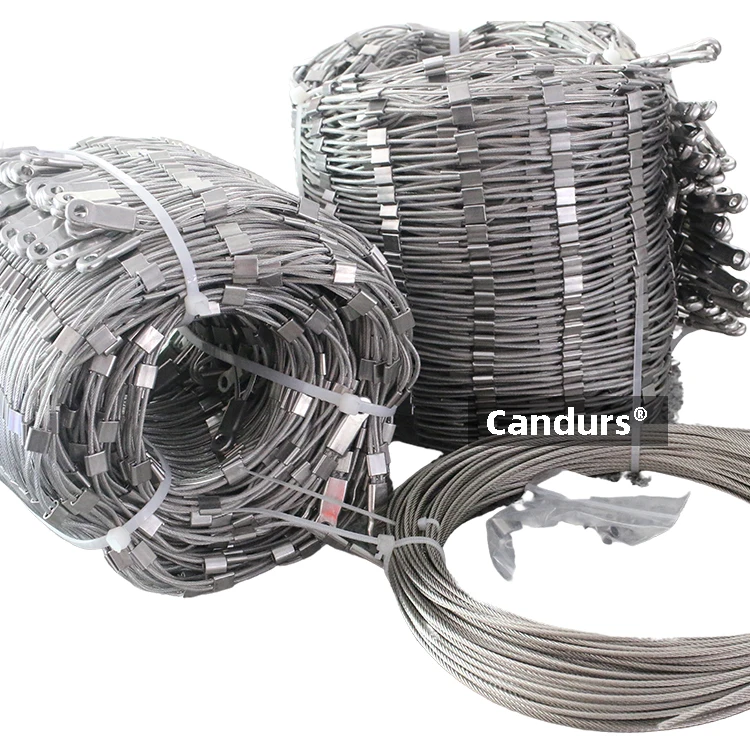 Custom 20mm -300 mm Ferrule Sleeve Eyelet Type X-Tend AISI 316 Flexible Stainless Steel Rope Cable Webnet Mesh