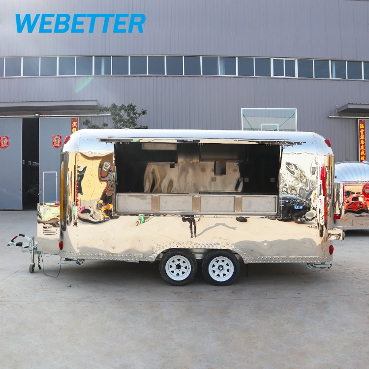 WEBETTER Hot Dog Food Truck Outdoor Air Stream BBQ Food Trailer Mobile Kitchen Ice Cream Trucks Catering Trailer For Sale