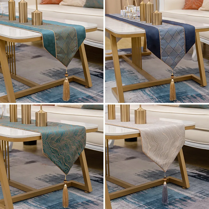 American Dining Table Table Runner Light Luxury Modern Minimalist Corrugated Washable Table Runner