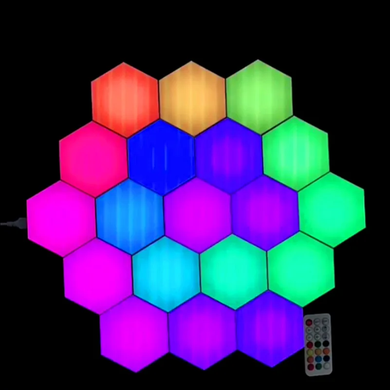 Honeycomb LED Quantum Lamp Hexagon Wall Modular Touch Panel Lights Hexagonal Night Light RGB Smart Light Sensor Control