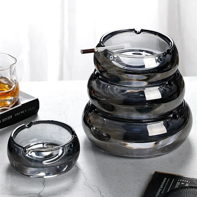 China wholesale hotel round clear glass ashtray for smoking
