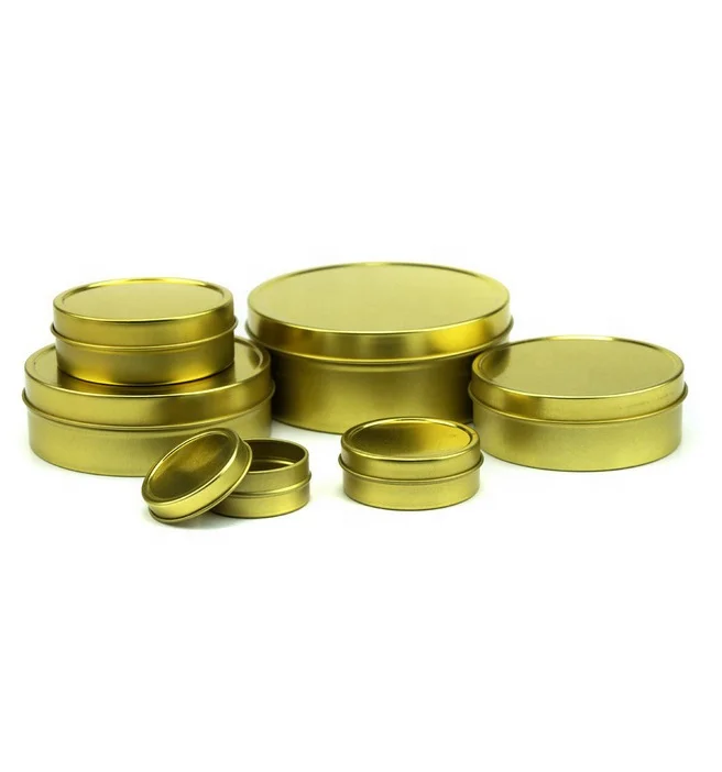 Copper color 1oz 2oz 4oz 6oz 8oz 12oz 16oz seamless round shallow tin container