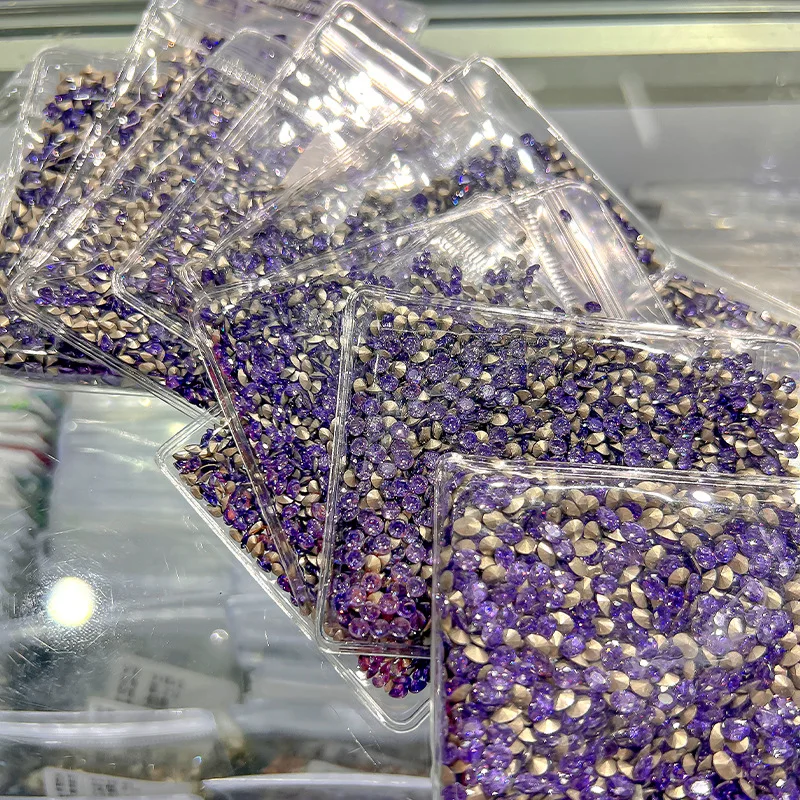 1440pcs/bag champagne Nail Rhinestone Pointed Bottom Multi-Size Nail Crystal Diamond drops square 3D Bulk Drill Manicure