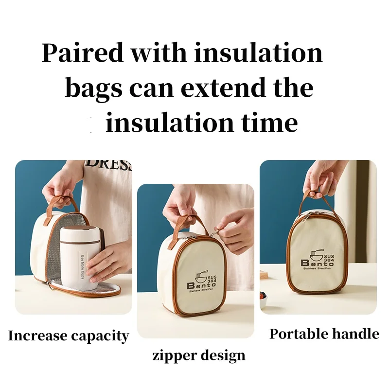 Portable 304 Stainless Steel Thermal Soup Cup Insulted Reusable Food Storage  Breakfast cup soup flask Food Flask Jar