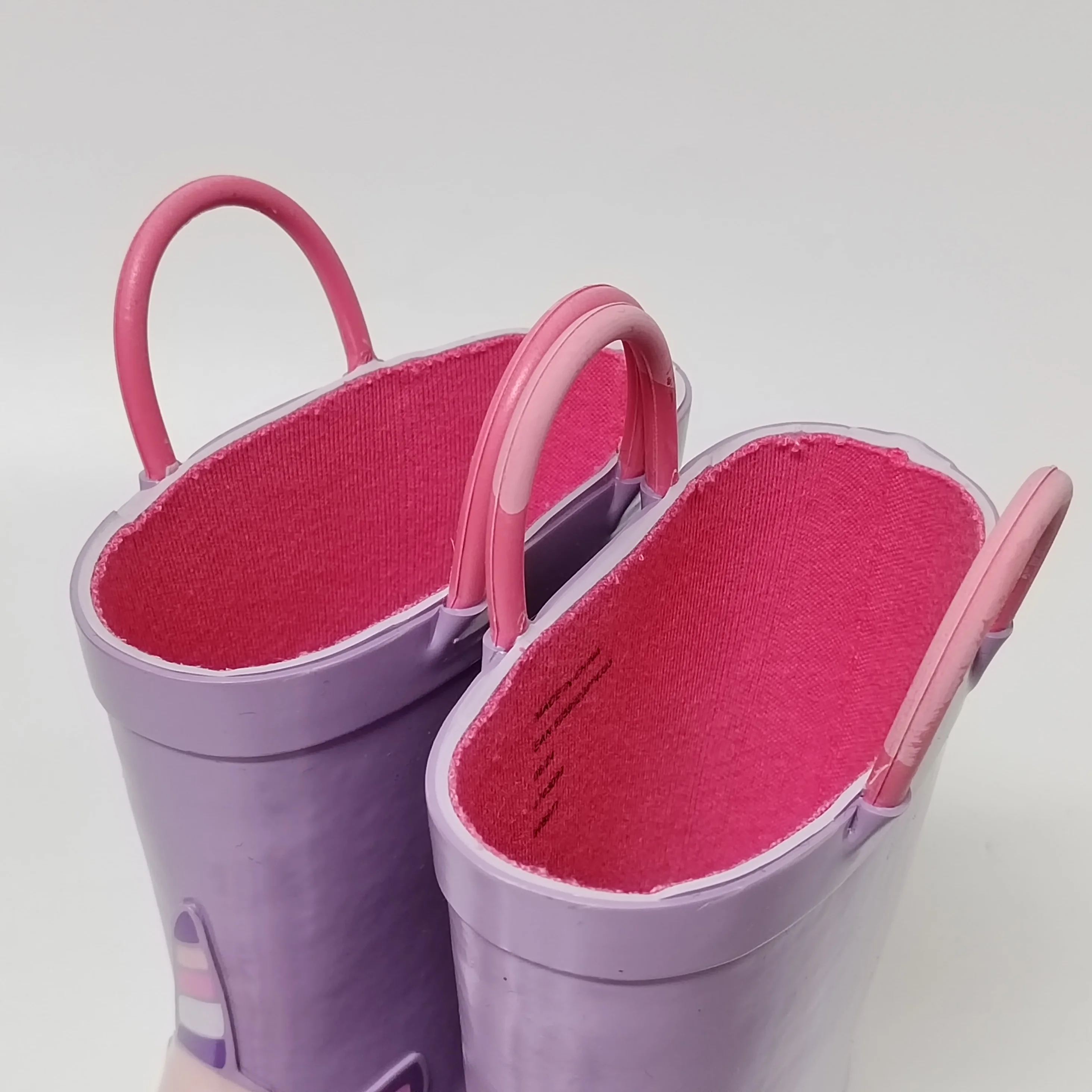 unicorn printed pink lining waterproof rubber rain boots for children