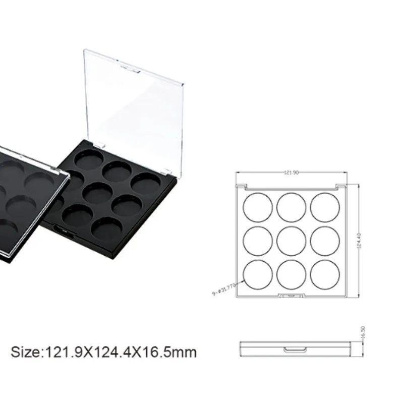 
9 Hole Empty Magnetic Square Makeup Palette Case Eyeshadow Pallet With Mirror 