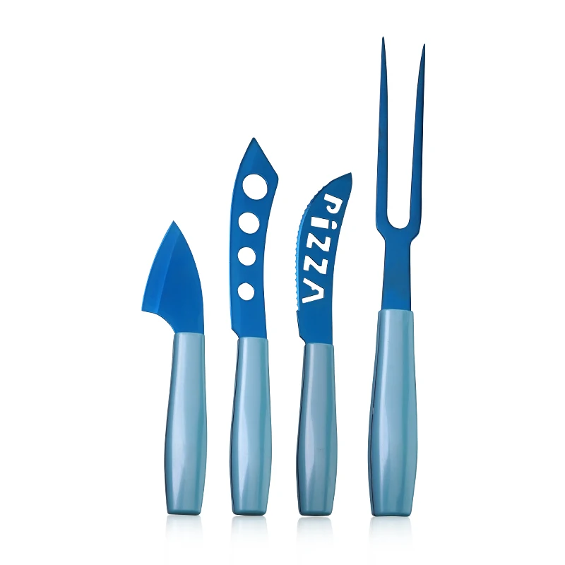 
High Quality New Arrival European Style Gift Box Package Stainless Steel Cheese Pizza 4pcs Knife Set 