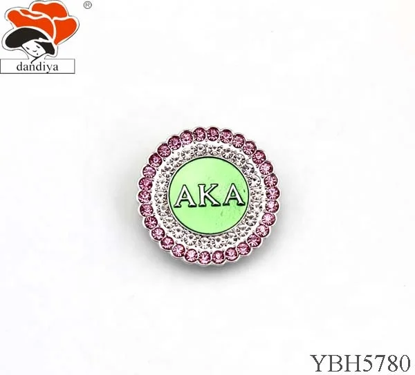 XHO  CHI ETA PHI green round brooch ON RHINESTONE   Greek Sorority &Fraternity products