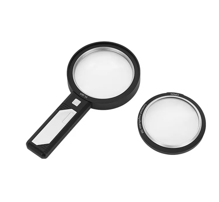 New style 6 LED Illuminated 2 UV Light Handheld Magnifier reading Optics Magnifying Glass