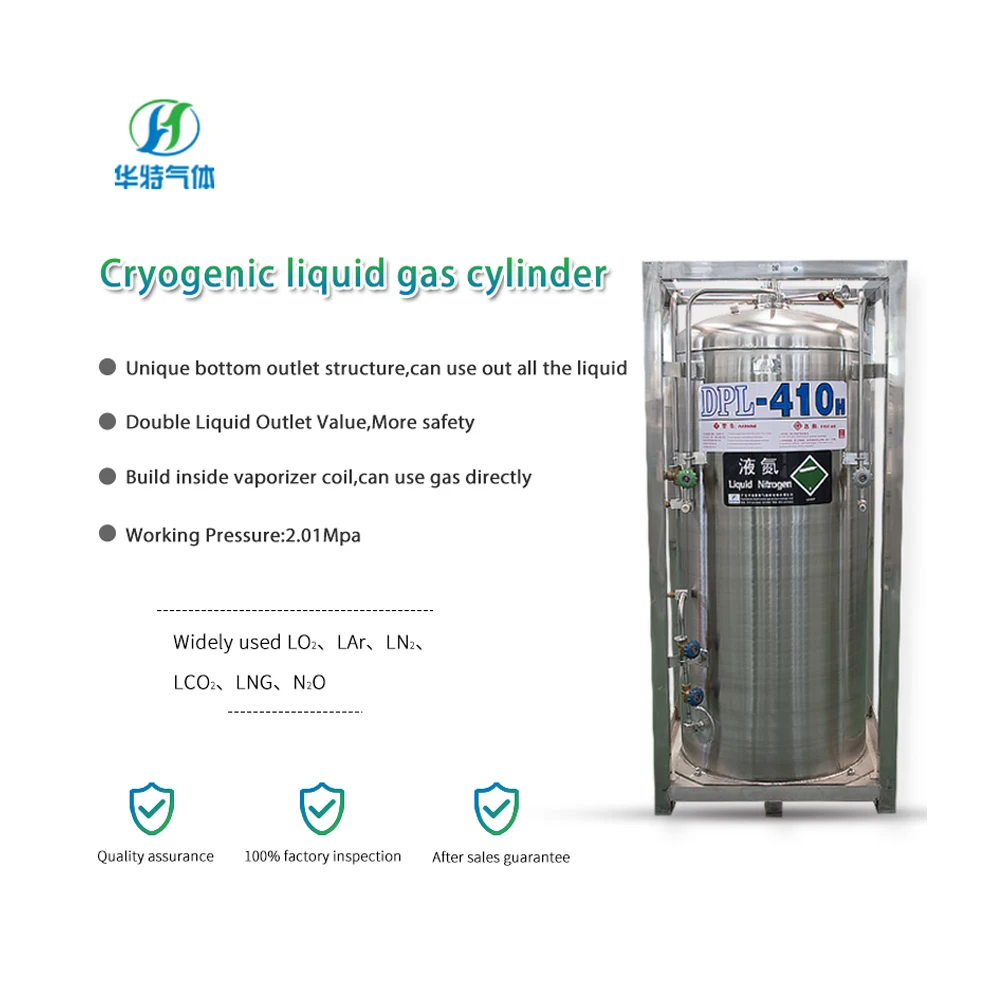 Widely Usage 410L 1.4Mpa Cryogenic Liquid Nitrogen/CO2 Tank Dewar cylinder Chemical Storage Equipment