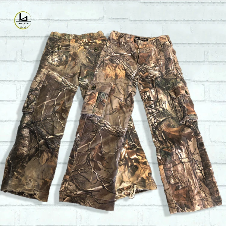 2023 HL factory vintage heavyweight tree camo baggy jeans wholesale utility cargo straight leg custom ripped digital print jeans