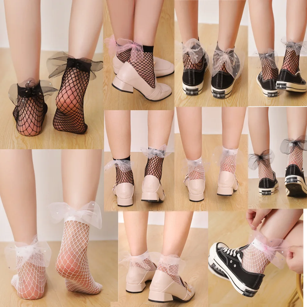 Wholesale Lolita thin socks transparent mesh socks female Moon star five-pointed star lace socks