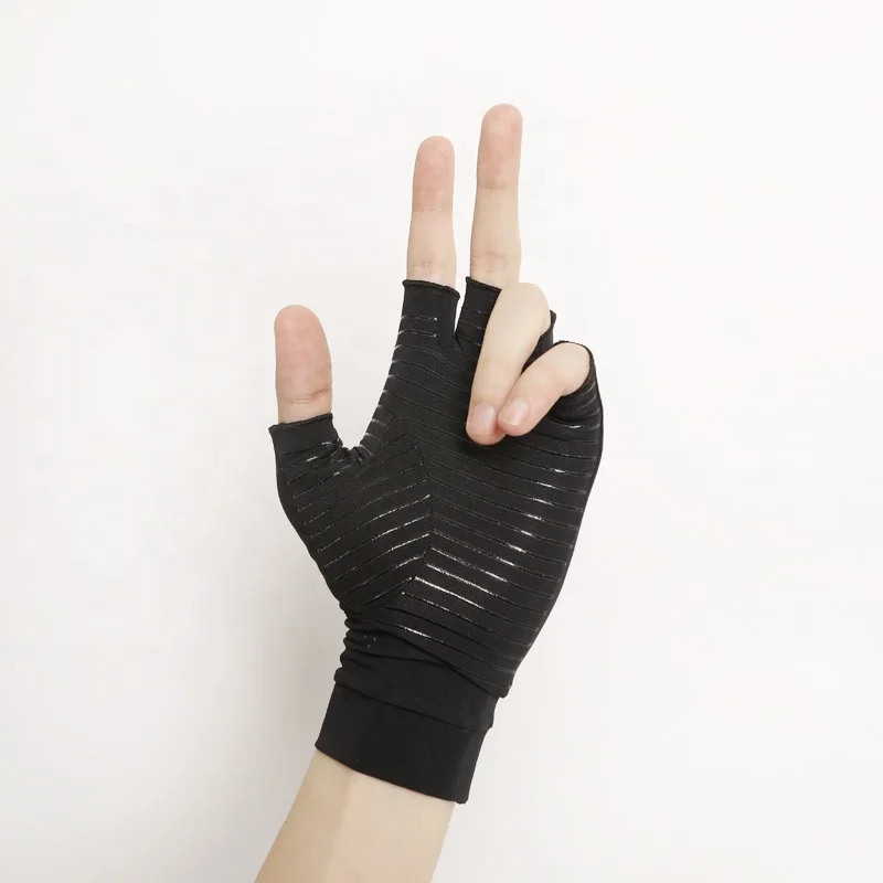 Muscle Tension Factory Price Half Finger Copper Compression Arthritis Gloves High Quality Half Finger Gloves