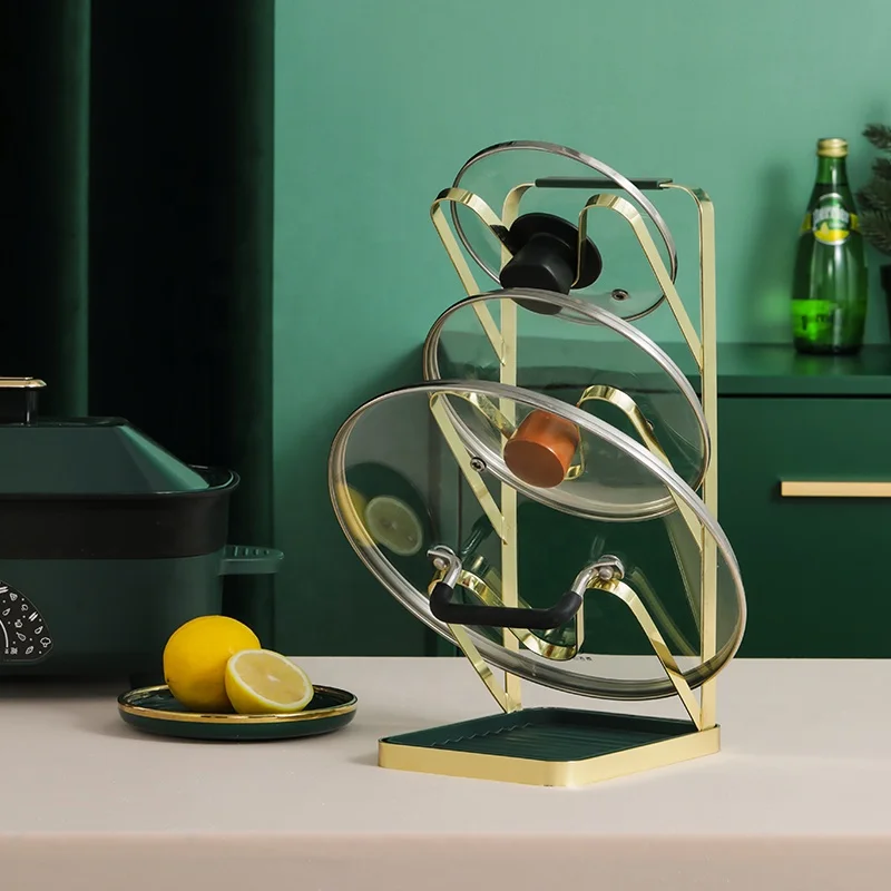 Kitchenware Storage Rack Wrought Iron Kitchen Spatula Rack Multi-function Pot Cover Rack