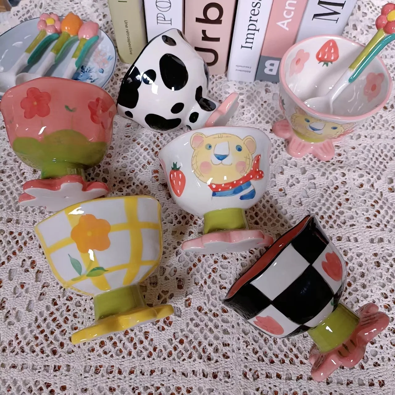 MSH Factory Direct Sales Custom Creative Ice Cream Ceramic Cup Lovely Home Ceramic Dessert Bowl