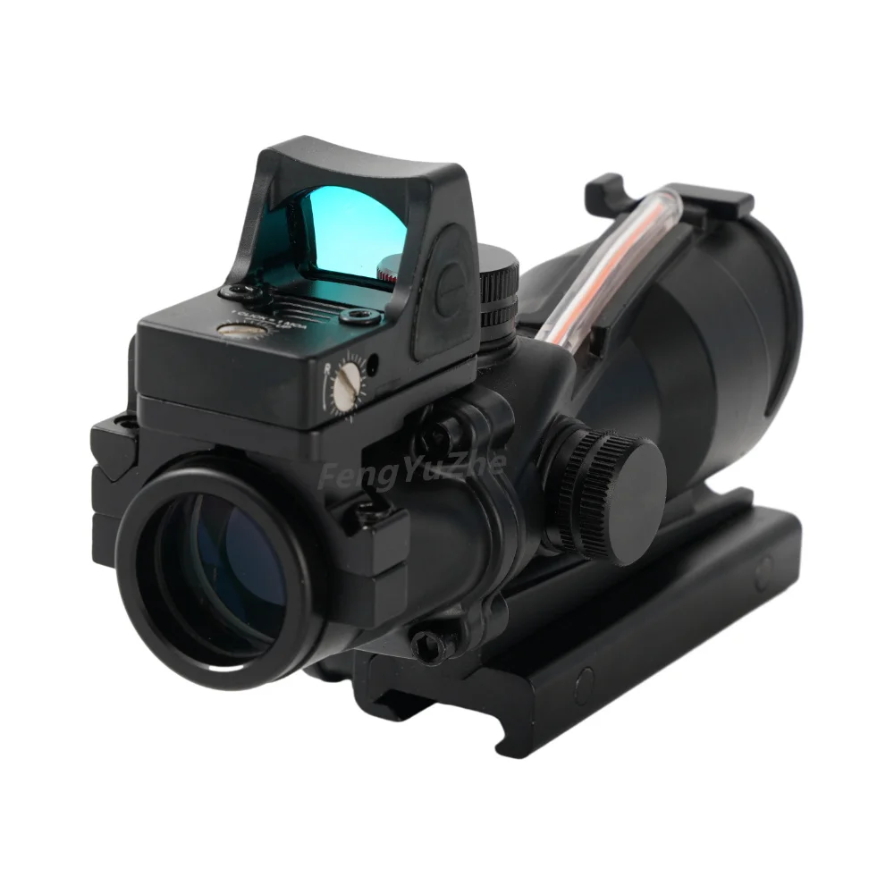 Тактический телескоп ACOG 4x32 охотничий прицел настоящая волоконная оптика с RMR освещенным прицелом в красную точку