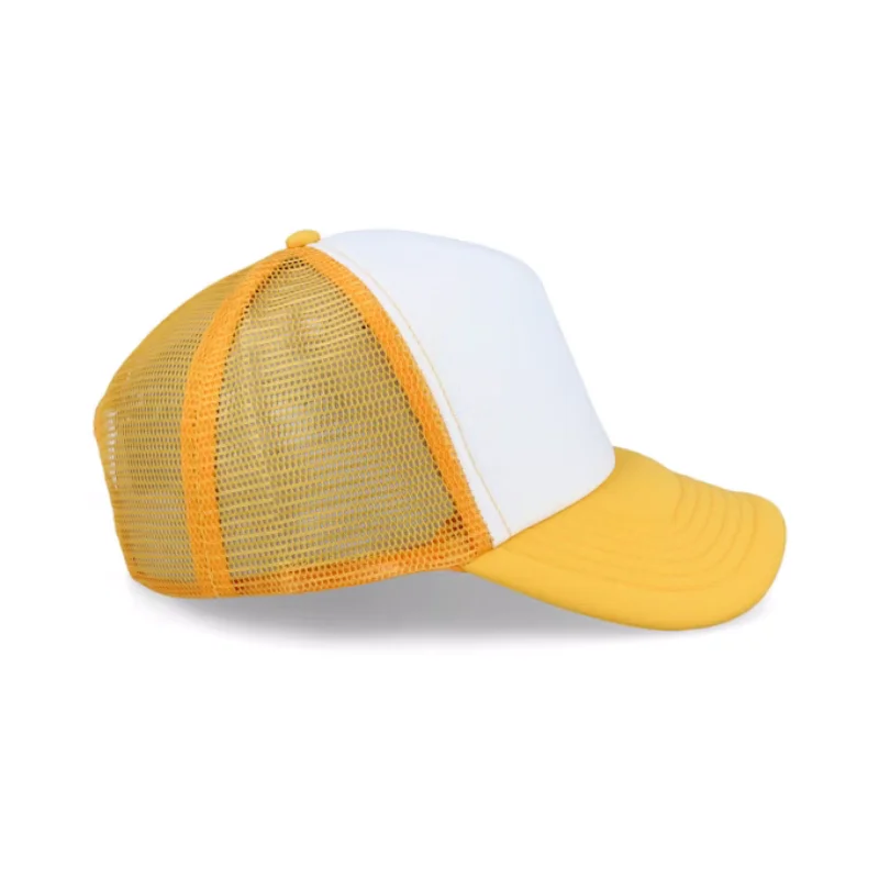 Vintage Foam Sky Sunflower White Trucker Mesh Custom Logo PVC Orange Trucker Hat Wholesale Patch 5 Panel For Women Men Kids