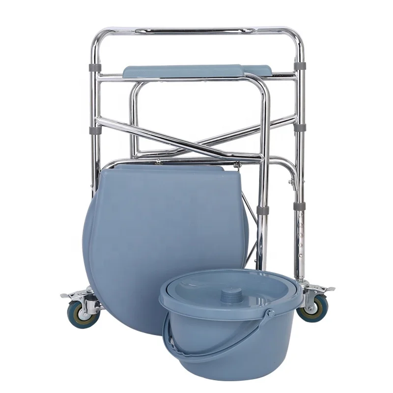 Ali Hot sale comfortable commode chair foldable portable toilet chair with wheels customized