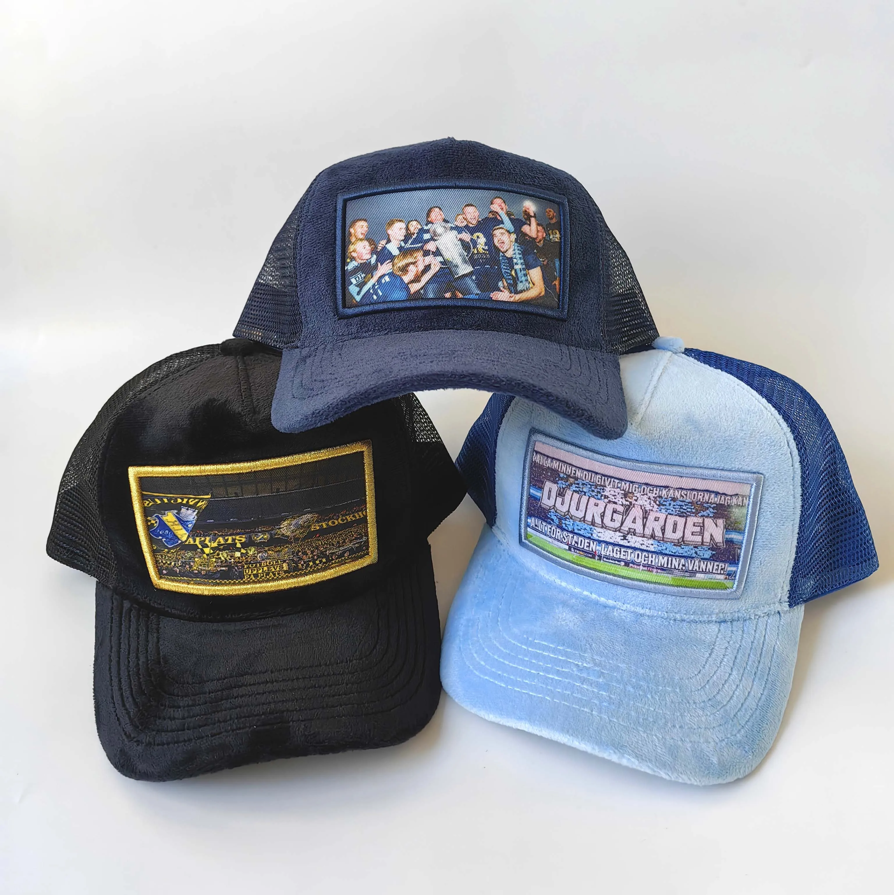 Five Panel High Crown Original Mens Caps Velvet Mesh Trucker Hats With Custom Logo Photo Print Embroidery Patch