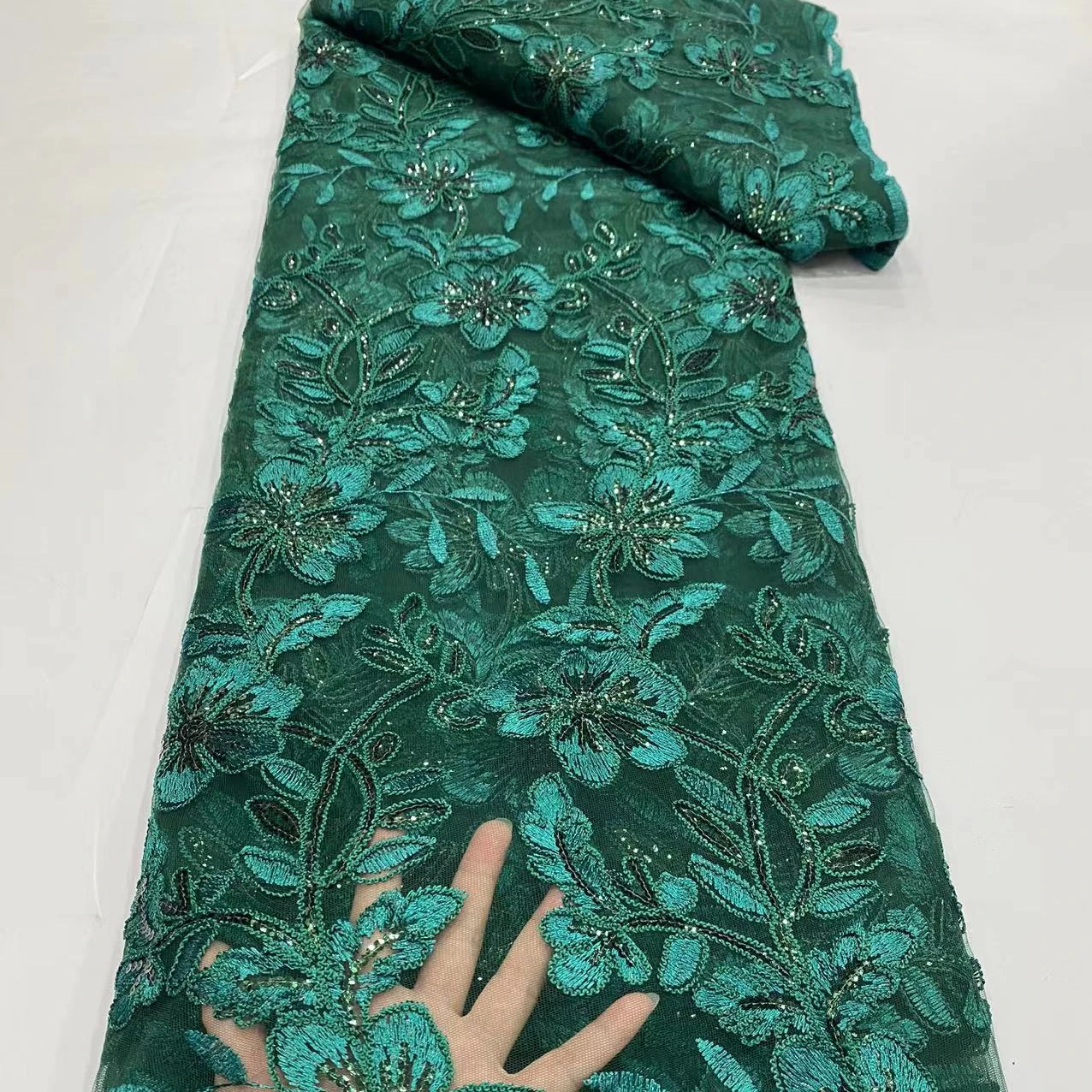 High Quality French Net Sequin Embroidery Nigerian Wedding Lace Material Luxury Sequence African Lace Fabric