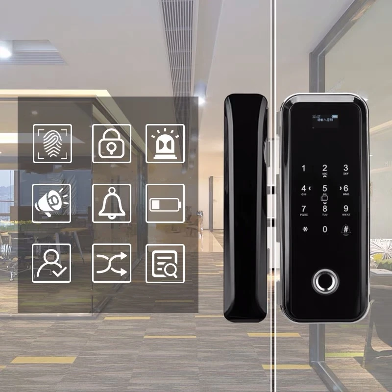 OEM Service Touch Screen Password Fingerprint Biometric Door Lock For Glass Door
