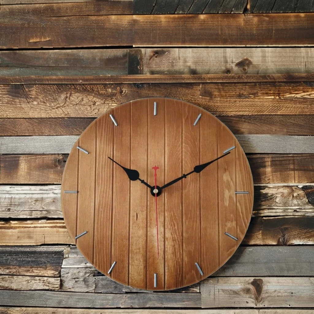 Classic Wooden Clock Round Minimalism Wall Clock Best For Home Living Room Decorative Design Wood Wall Clock