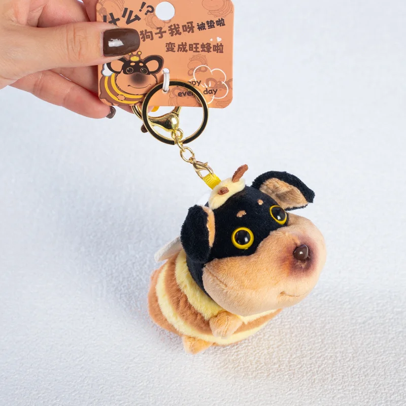 Numerous Cute Cartoon styles Bee Puppy Rabbit Plush Small Pendant Cartoon Animal Doll Bag Pendant Keychain