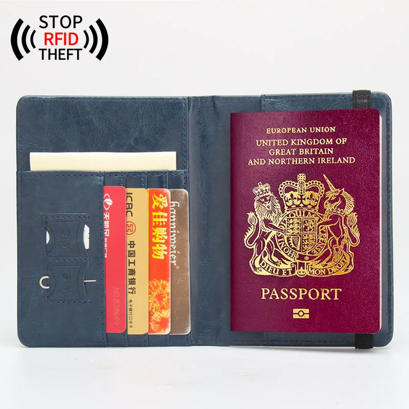RFID Protection Passport Holder Cover For Travel Multi-function PU Leather passport case Travel passport Wallet Custom Logo
