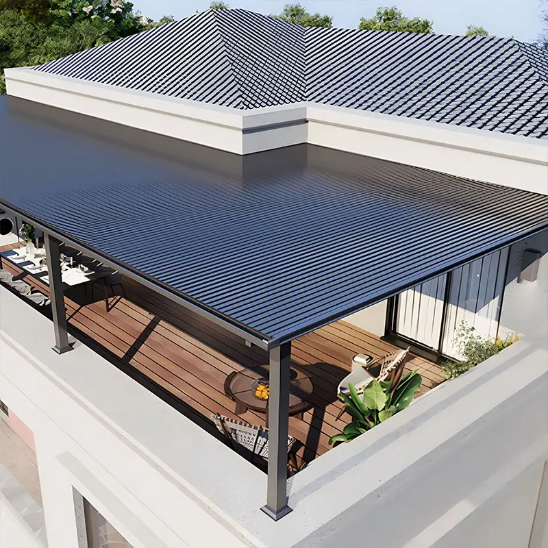 Alu Aluminum Tiles Gazebo for Sunshade Tiles  Outdoor Windproof  Pergola Modern Pergola Roof  Sunroom Waterproof Greenhouse