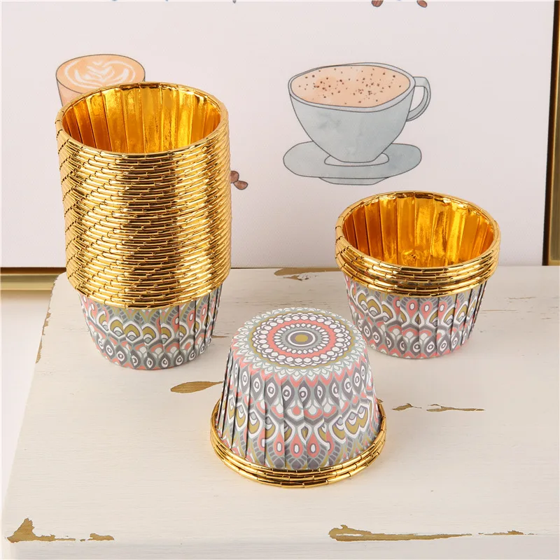 boho style Round Baking paper Cup -  Disposable Thickened baking  paper cup  Baking Supplies  for Wedding Birthday  and Party