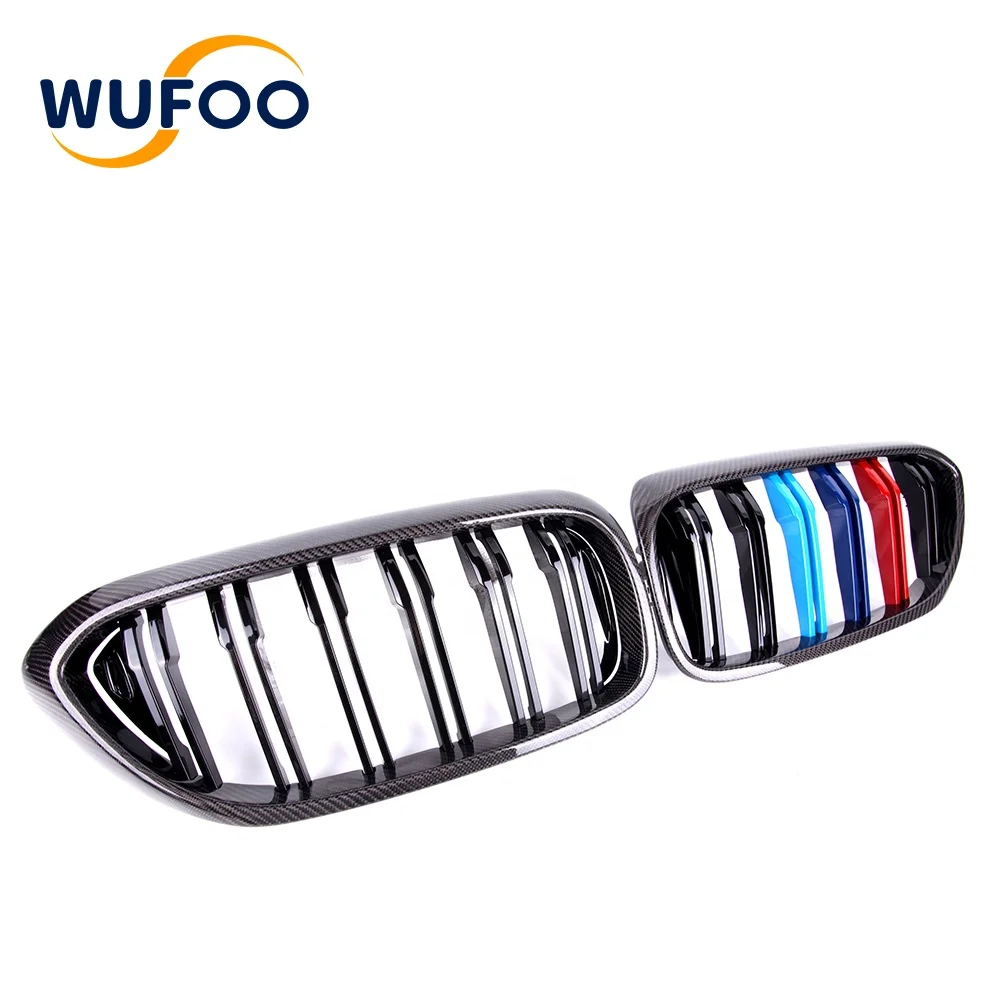 For BMW 17-19 5 Series G30 G38 Doule Salt Carbon Fiber Glossy Tricolor Grille