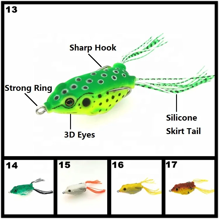 Professional design frog lure segmented fishing ray frog lures sequin frog popper fishing lure