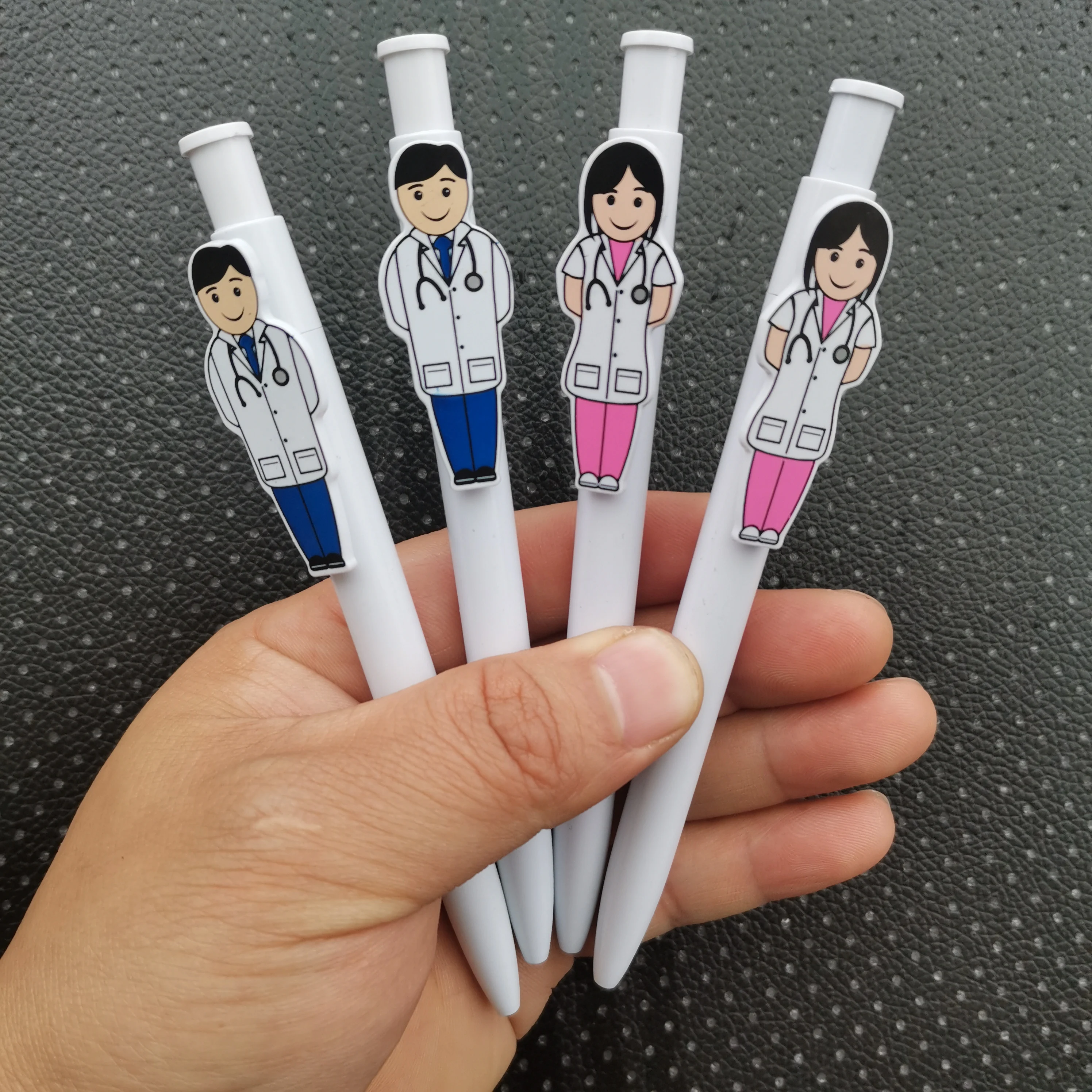 hot wholesale medical promotional doctor nurse gift ball pen with 3D custom design clip-Cartoon Doctor nurse Ball Pens custom