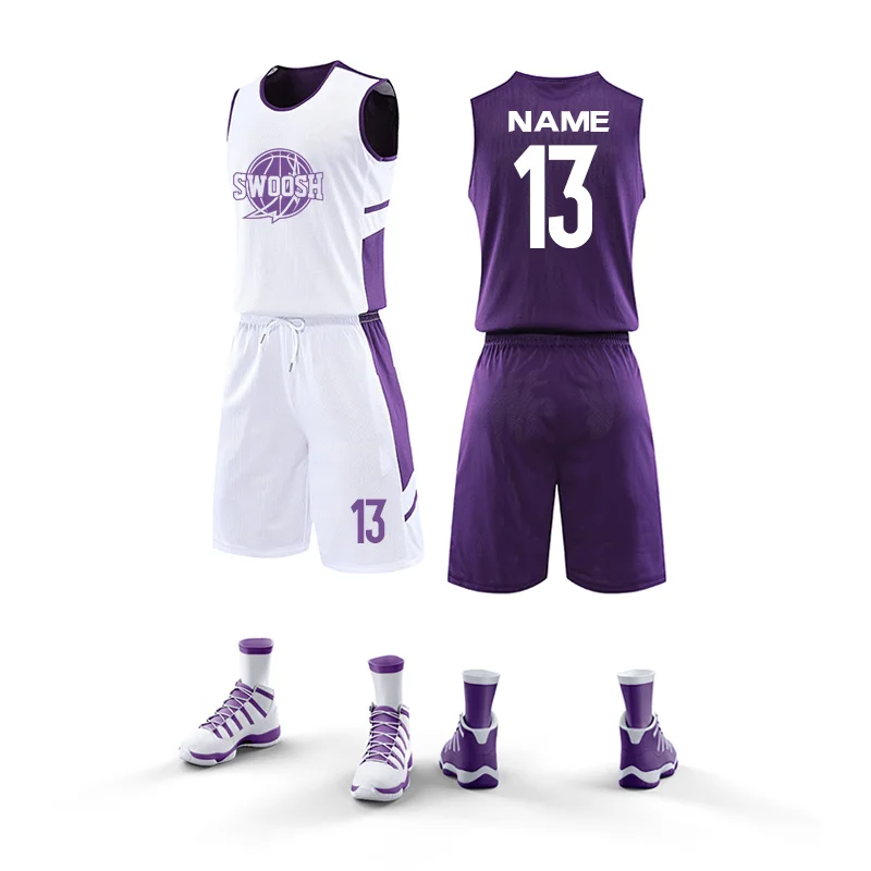 In Stock Best Style 100% Polyester Youth Basketball Reversible Uniform