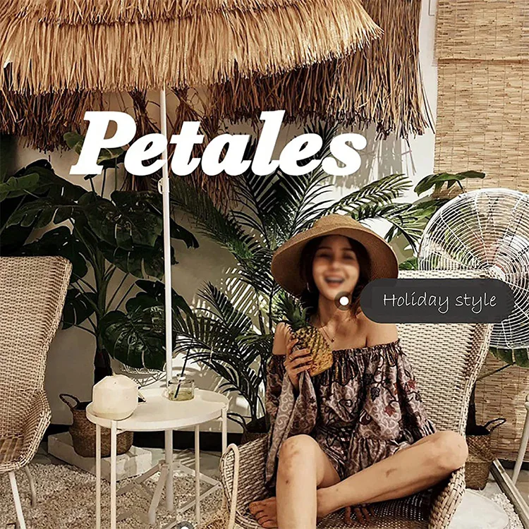 Fine Ocean  Patio Garden Umbrella Straw Sun Shade Boho Beach Umbrella Parasol