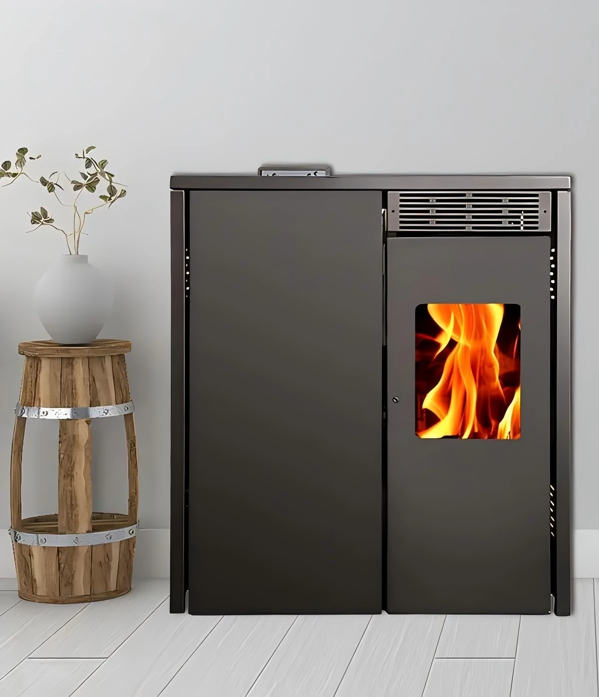 Modern 8KW Cast Iron Wood Stove with Oven Smokeless for Firewood and Pellet Indoor Heating