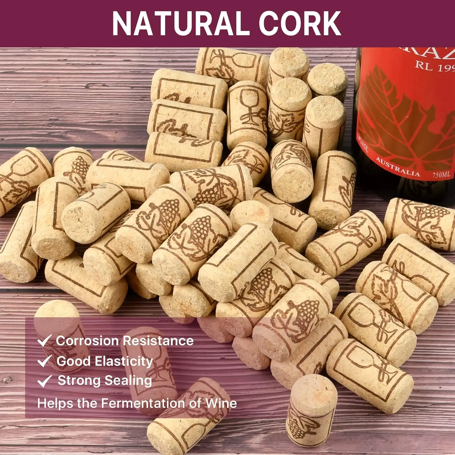 Wholesale Custom Conical Cork Stopper Oak Synthetic Wine Red Wine Cork Stopper Red Wine Bottle Stopper