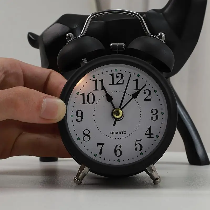 Mini Cartoon Dial Number Round Clock Desk Alarm Children Living Room Bedroom Metal Alarm Clock Home Decorative Colorful Clock