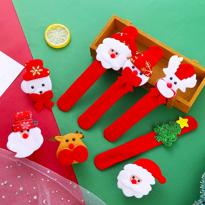 Christmas Cute Cartoon Snap Bracelet Snowman Clap Circle Christmas Hand Slap Clap Christmas Toys For Kids