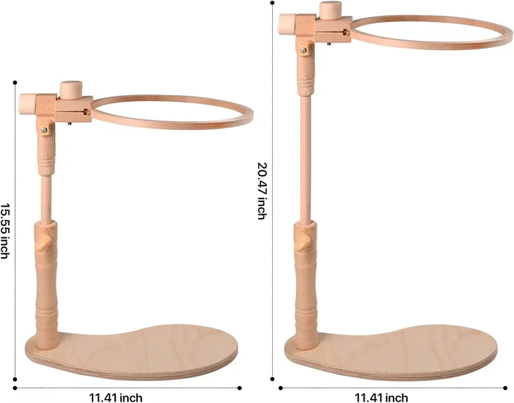 Hands Free Sewing Craft Beech Wood Needlework Cross Stitch Stand Holder Adjustable Rotated Embroidery Hoop Floor Stand