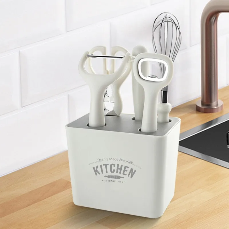 Cooking tools peeler scissors egg beater bottle opener set with storage base box