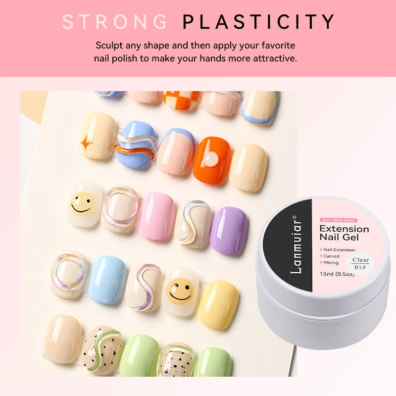 OEM Friendly 15ml Extension Nail Gel Jelly Pink White Clear Hard Gel Extension UV Gel For Nails Finger French Nail Art DIY