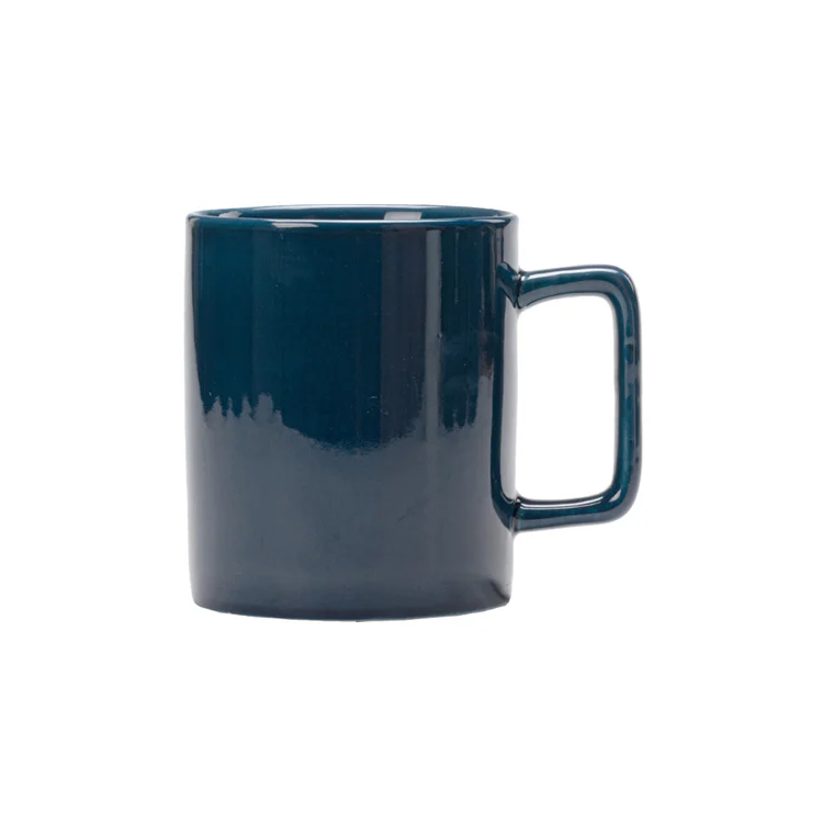 Custom 12oz Modern Minimalist Nordic Glossy Blue Matte Black White Coffee Mug Ceramic