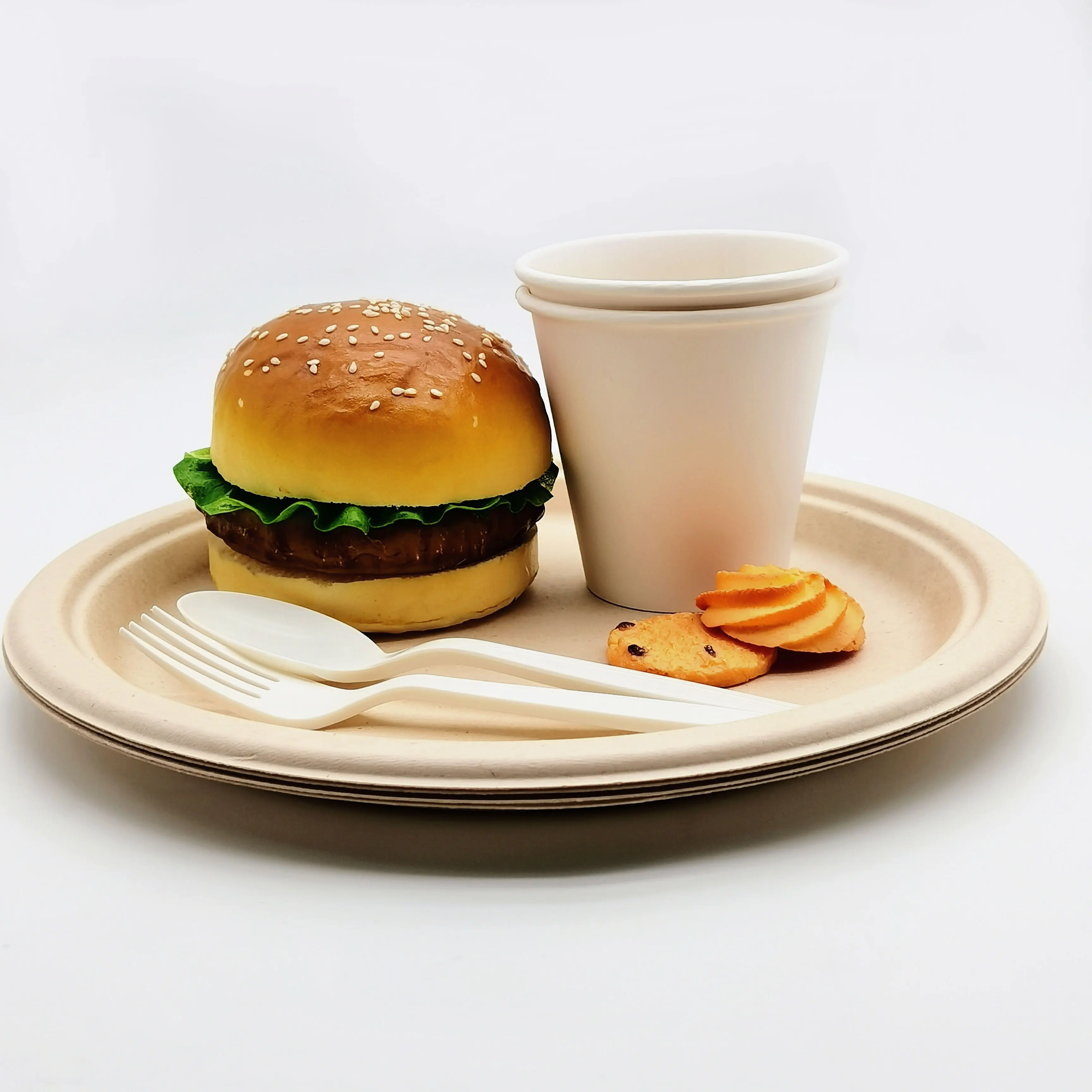 ECOLIFE 100% Eco Friendly Compostable Biodegradable Sugarcane Bagasse Pulp Round Paper Plate For Party Home