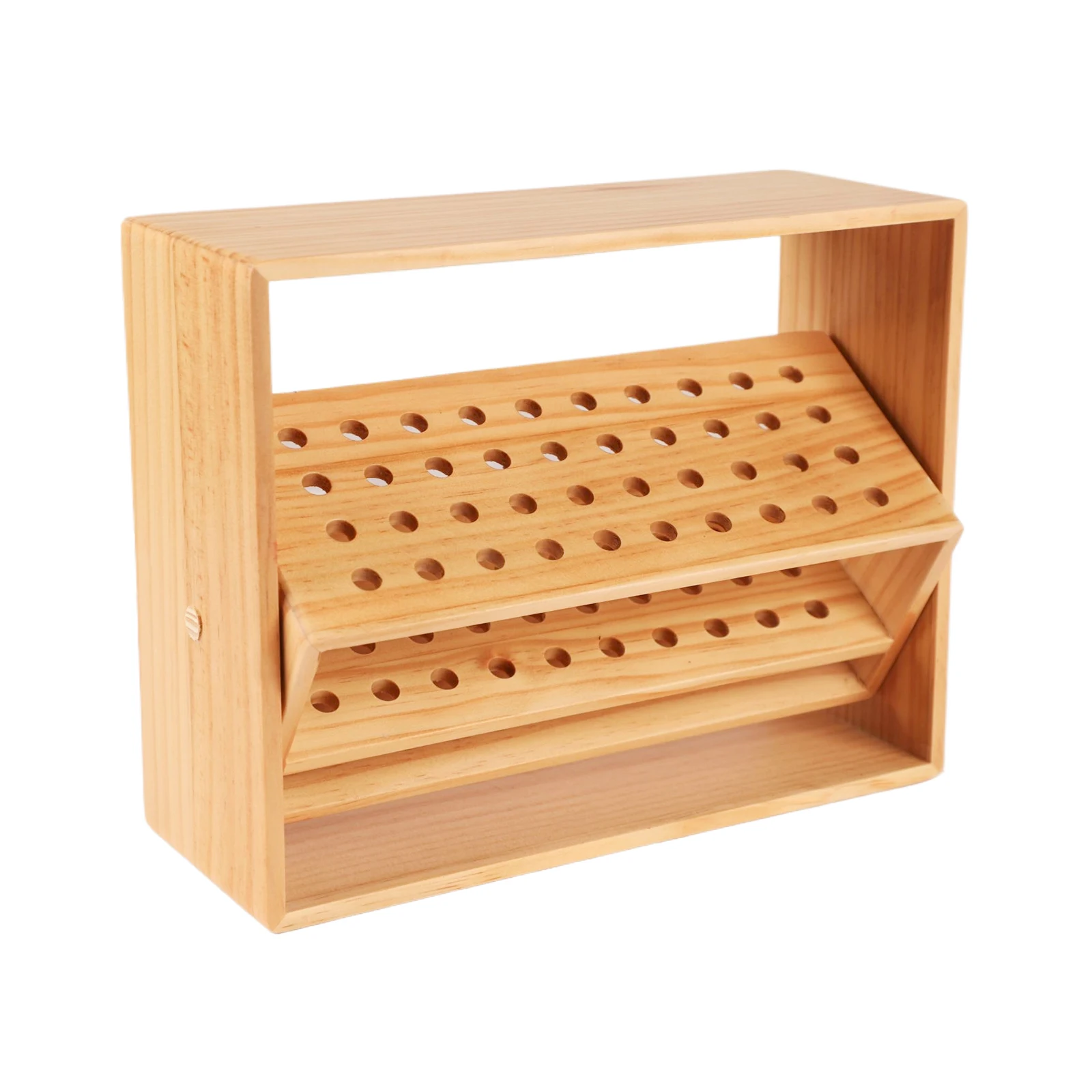 Wooden Pen Organizer Desk Pen Holder Tabletop Stationery Storage 4*10 round holes can hold 40 colored pencils