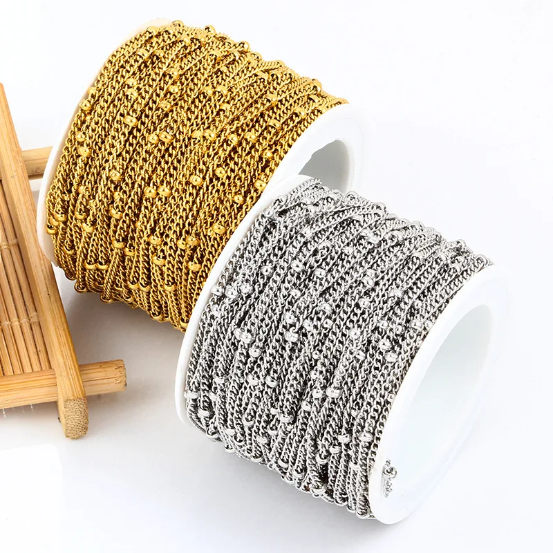 Stainless steel clip bead side chain twist chain  vacuum electroplating DIY accessories necklace bracelet clavicle chain