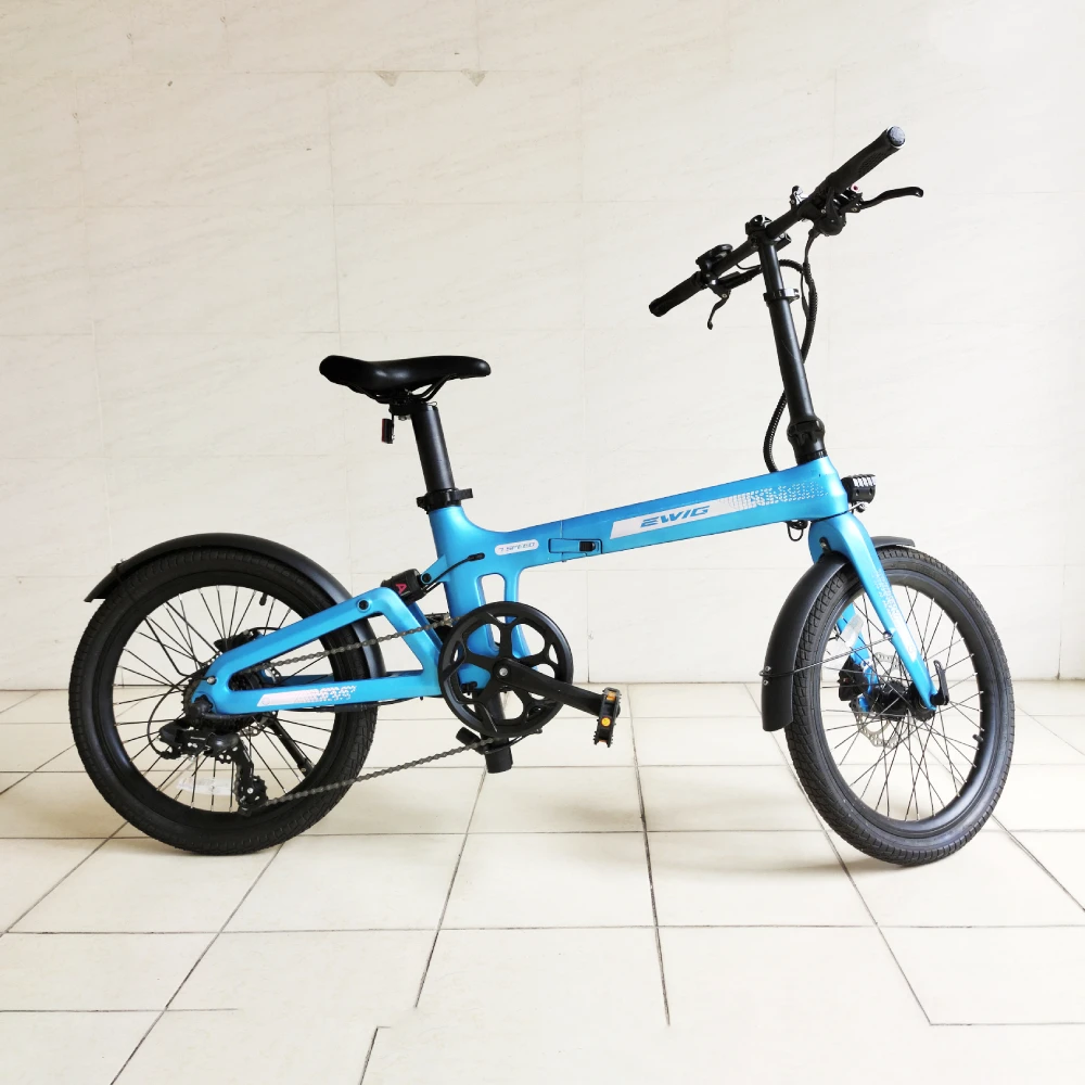 EWIG Factory 20 Inch Electric Folding E Bike 7 Speed Carbon Fiber Frame Folding Bicycle Foldable E-bike Bicicleta for Adults